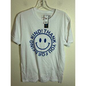NWT Phluid Project T-Shirt Thank You for Being Kind Smiley Face White Size Small